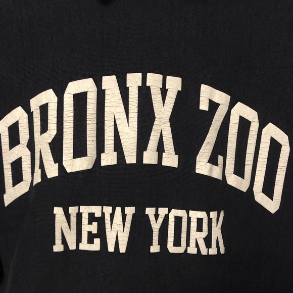 COPY - VINTAGE BRONX ZOO NEW YORK 90s REVERSE WEAVE HOODIE SWEATSHIRT NAVY MEDI… - Picture 3 of 8